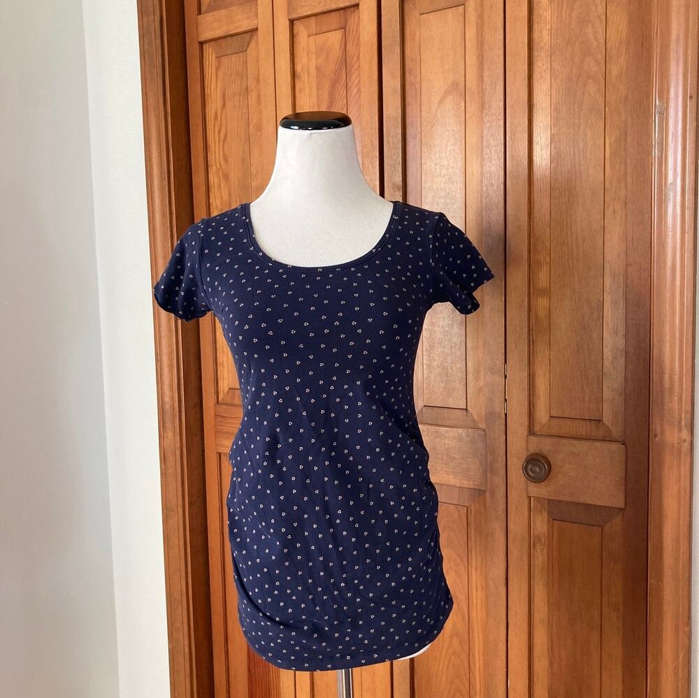 H&M Blue Print Pullover Maternity Tee, Size XS